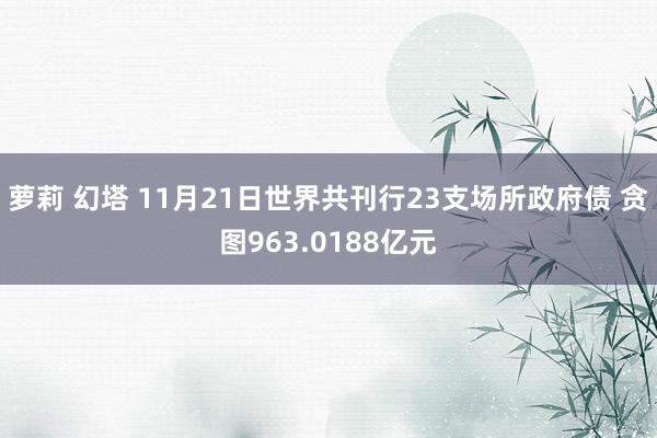 萝莉 幻塔 11月21日世界共刊行23支场所政府债 贪图963.0188亿元