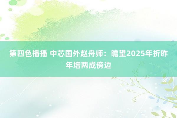 第四色播播 中芯国外赵舟师：瞻望2025年折昨年增两成傍边