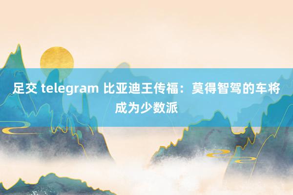 足交 telegram 比亚迪王传福：莫得智驾的车将成为少数派
