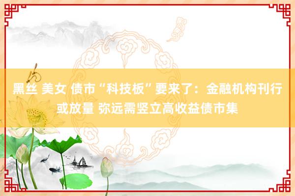 黑丝 美女 债市“科技板”要来了：金融机构刊行或放量 弥远需竖立高收益债市集